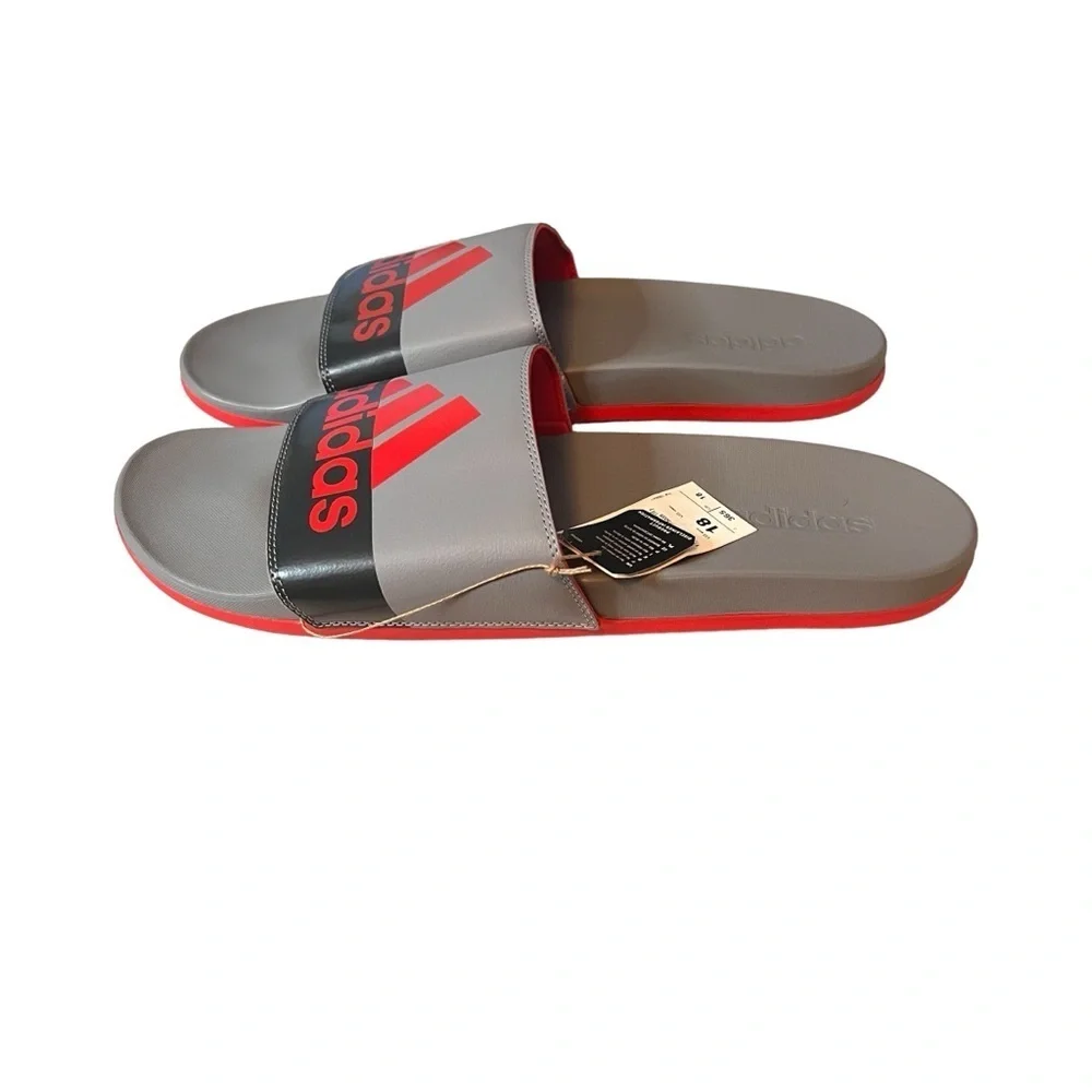 Adidas Adilette Comfort Mens Shoes Size 18, Color: Vivid Red/Grey Three-Carbon